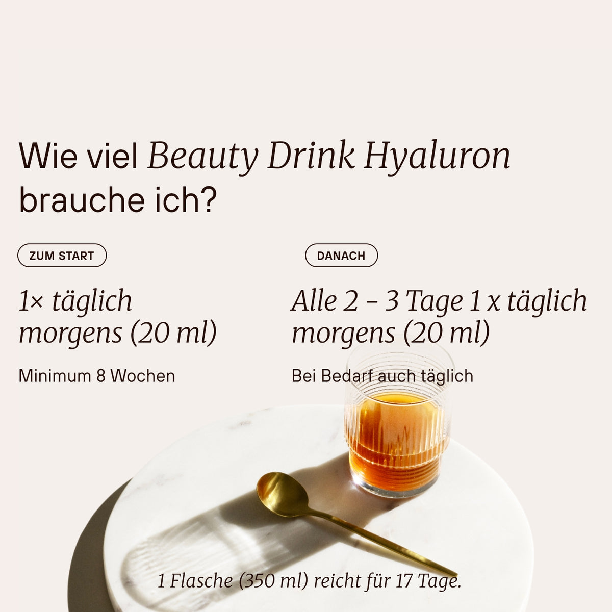 Hinweise zur Dosierung von Beauty Drink Hyaluron