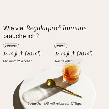 Dosierung von Rechtsregulat® Bio: Zum Start 1-mal täglich 20 ml, danach 1-mal täglich 20 ml.