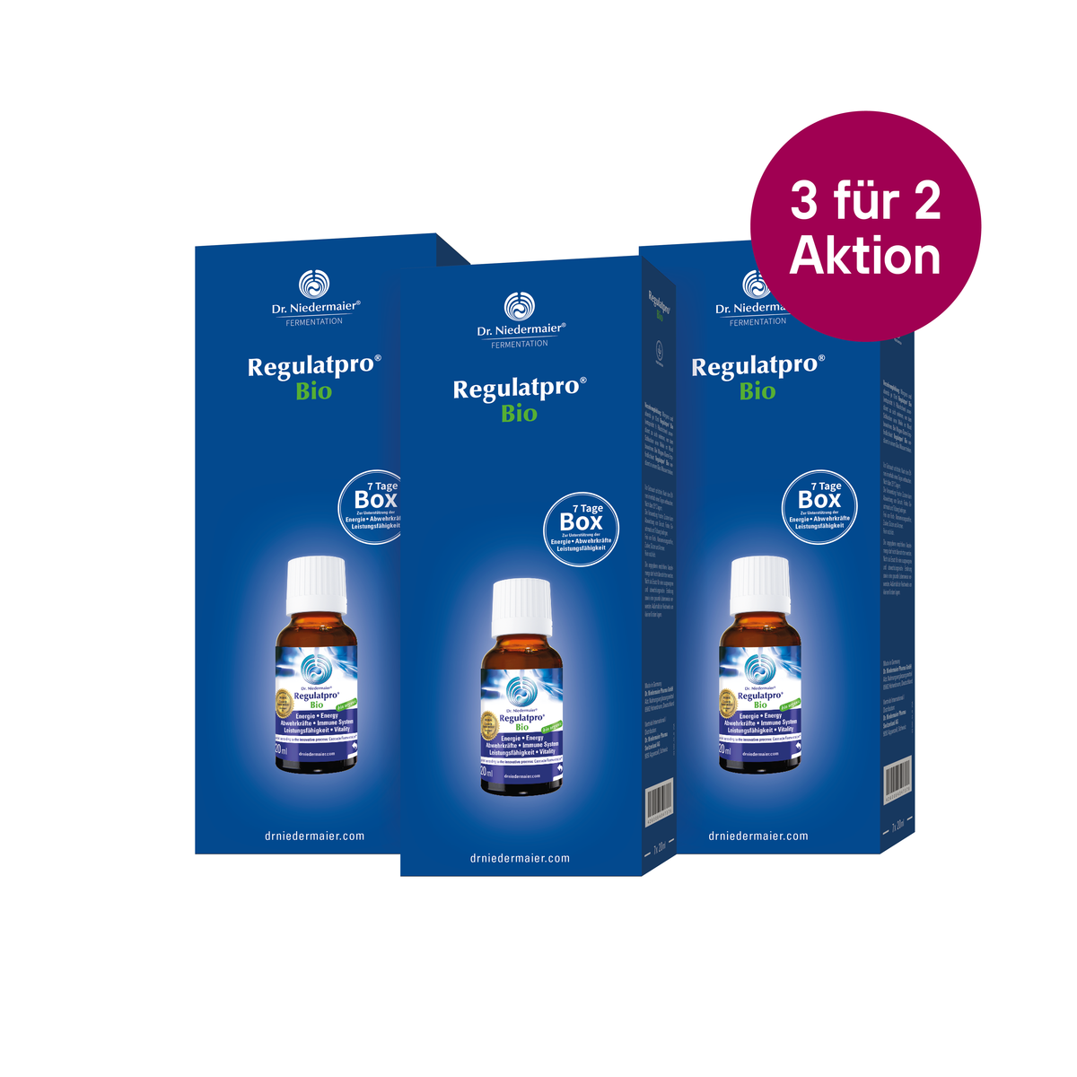 Regulatpro® Bio 3-für-2-Aktionspaket mit drei Flaschen.